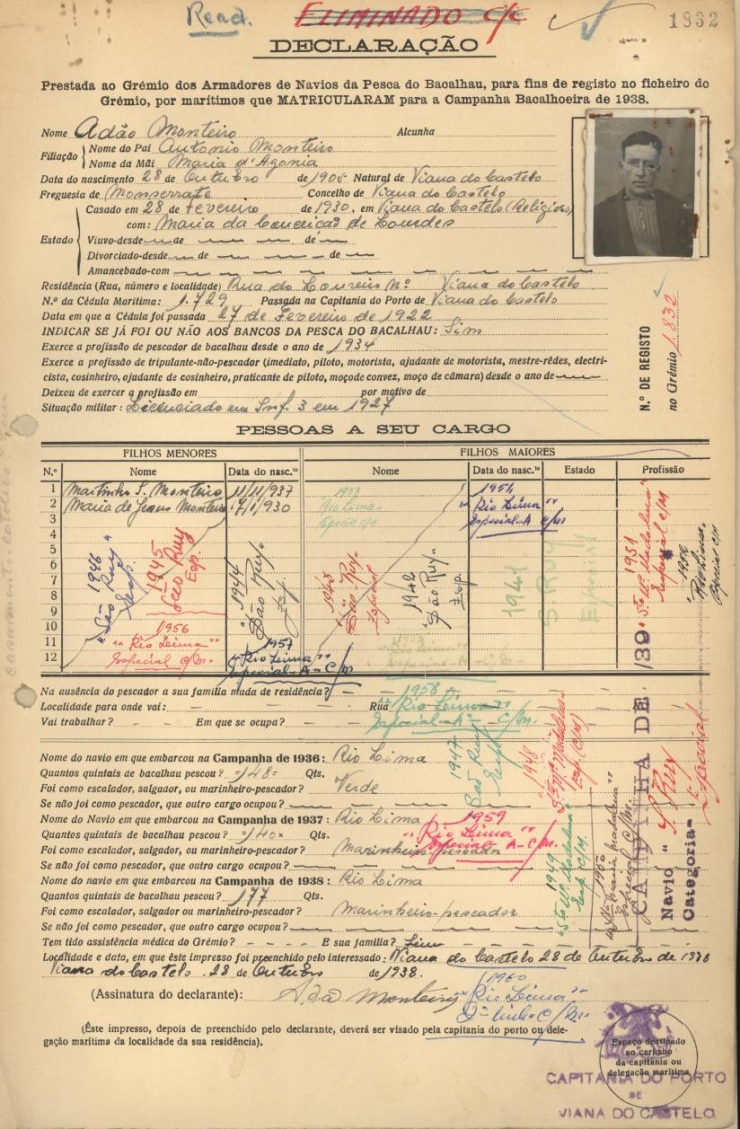 Ficha de pescador – Adão Monteiro